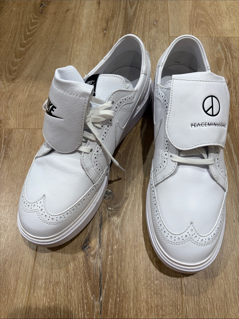 NEW Nike Kwondo 1 G-Dragon PeaceMinusOne Triple White Oxford Sneakers, size 12